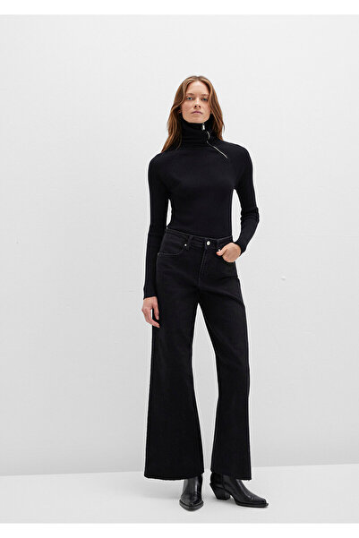 Mavi Zipper Detailed Stand Collar Black Sweater Fitted / Body-Fitting Cut 1710790-900