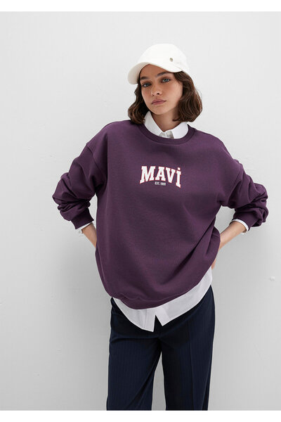 Mavi Μωβ φούτερ με τυπωμένο λογότυπο 1S10372-70635