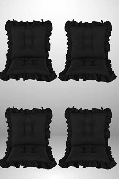 MoMMe SIRTLI SAÇAKLI SANDALYE MİNDERİ 45X45 CM SİYAH RENK