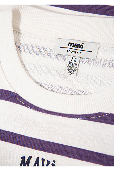 Mavi Світшот з логотипом і фіолетовими смужками 7S10038-88138