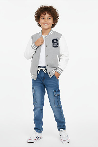 Kyron Jachetă de colegiu alb-negru pentru băieți – Jachetă de hanorac confortabilă cu fermoar în stil sport