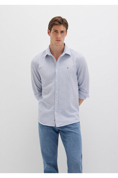 Mavi Çizgili Gömlek Slim Fit / Dar Kesim 0211653-90862