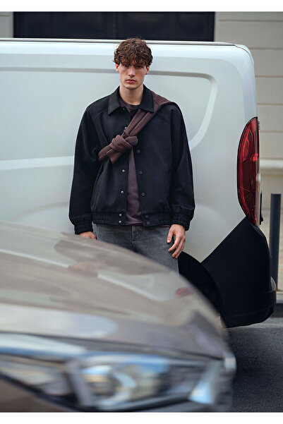 Mavi Black Bomber Faux Suede Jacket Loose Fit / Relaxed Fit 0110649-71379