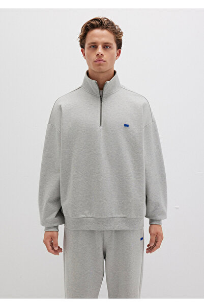 Mavi Graues Sweatshirt mit halbem Reißverschluss 0S10416-80018