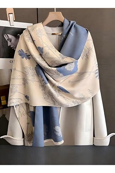 Generic Women Warm Scarf, Imitation Cashmere Shawl with Tassel, Double-sided Printed Scarf,Square Headscarf