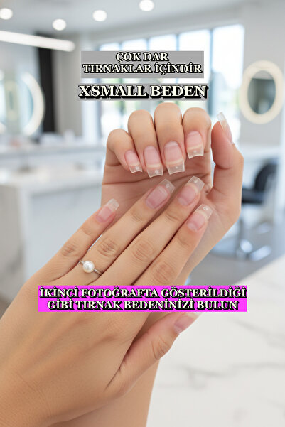 Easy Beauty 100 Adet XSMALL Mat Kare Takma Tırnak Seti Orta Uzunlukta Yapıştı...