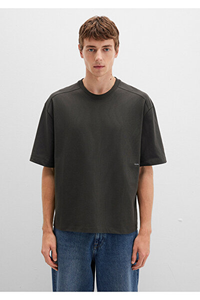 Mavi Crew Neck Mvjns Embroidered Anthracite Basic T-Shirt Boxy Fit 0612909-70090