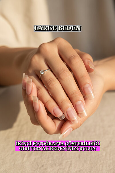 Easy Beauty 100 Adet Jel Tips LARGE Beden Orta Uzunlukta Kare Protez Takma Tı...