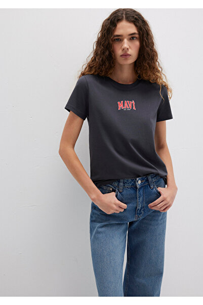 Mavi Logo Printed Anthracite T-Shirt Regular Fit / Regular Cut 1613412-70087