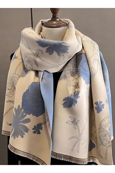 Generic Women Warm Scarf, Imitation Cashmere Shawl with Tassel, Double-sided Printed Scarf,Square Headscarf