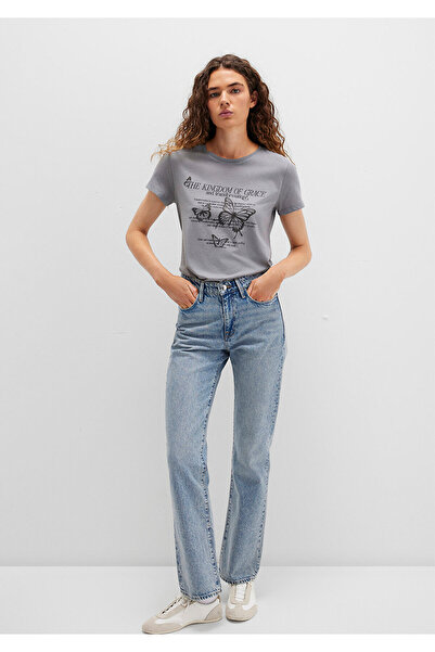 Mavi Butterfly Printed Gray T-Shirt Semi Slim Fit / Semi Slim Fit 1613453-91066