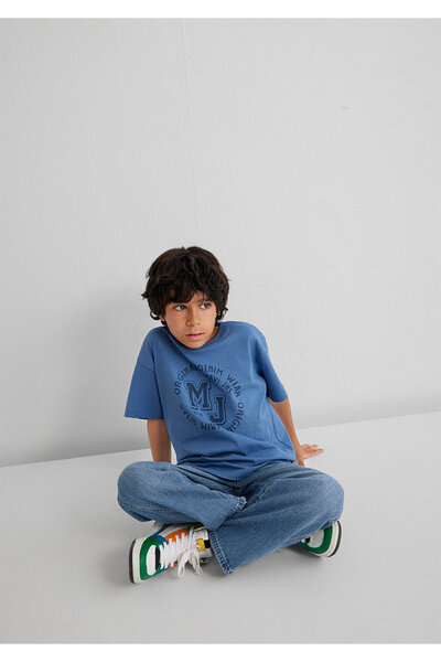 Mavi Tricou cu imprimeu cu logo MJ, croiala largi / largi, croiala confortabilă 6610395-83767