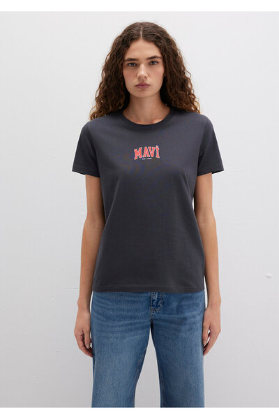 Mavi Logo Printed Anthracite T-Shirt Regular Fit / Regular Cut 1613412-70087