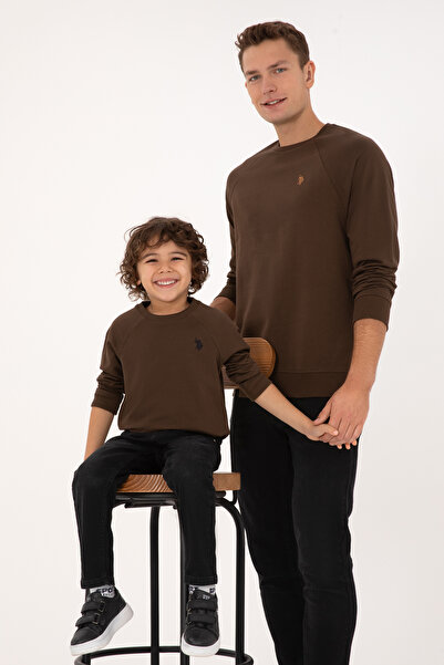 U.S. Polo Assn. Erkek Çocuk Kahverengi Basic Bisiklet Yaka Sweatshirt 50313832-VR029