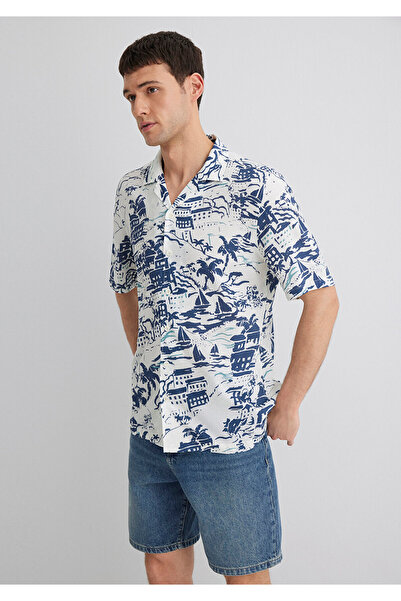 Mavi Baskılı Mavi Gömlek Regular Fit / Normal Kesim 0211491-89887