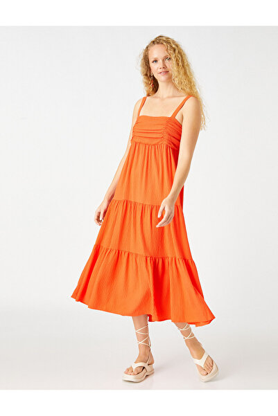 Koton Strappy Midi Φόρεμα με λεπτομέρεια ντραπέ