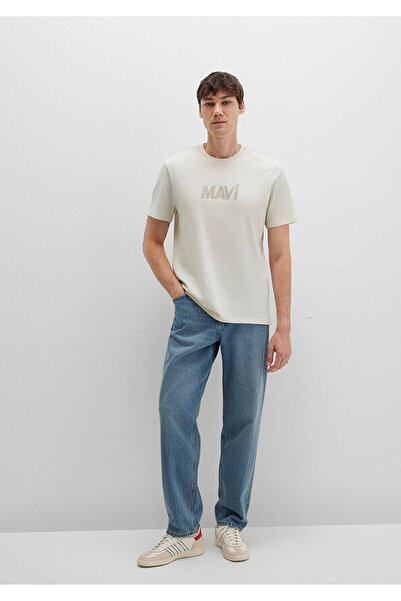 Mavi Logo Printed Beige T-Shirt Regular Fit / Regular Cut 0612896-70134