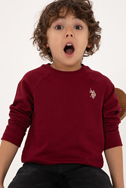 U.S. Polo Assn. سويت شيرت بياقة دائرية للأولاد باللون العنابي 50313832-VR014