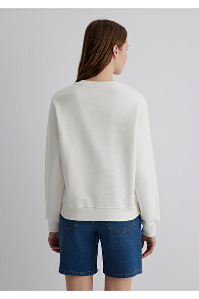 Mavi Patch-Logo Rundhals Ecru Sweatshirt 1S10296-70057