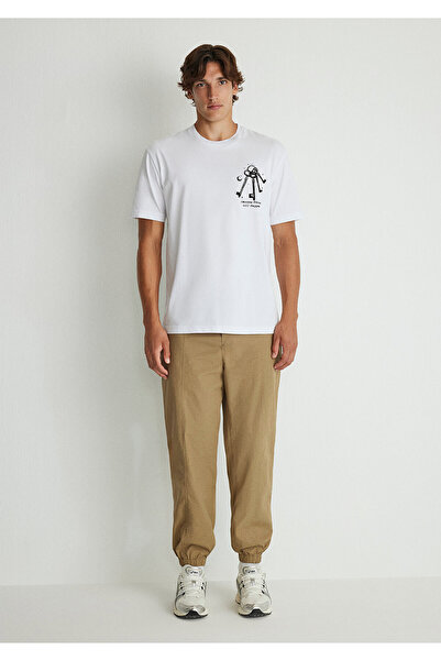 Mavi Weißes T-Shirt mit Rückendruck, lockere Passform / lockere, entspannte Passform 0612456 -620