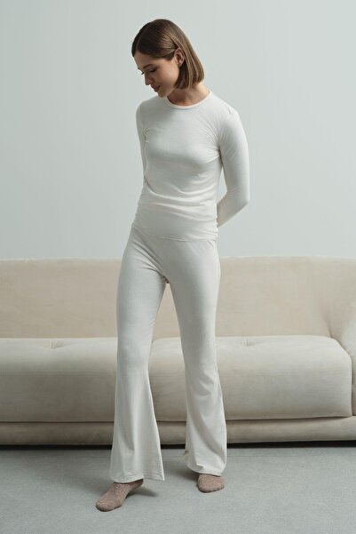 C&City Ψηλόμεσο παντελόνι σε μπεζ χρώμα