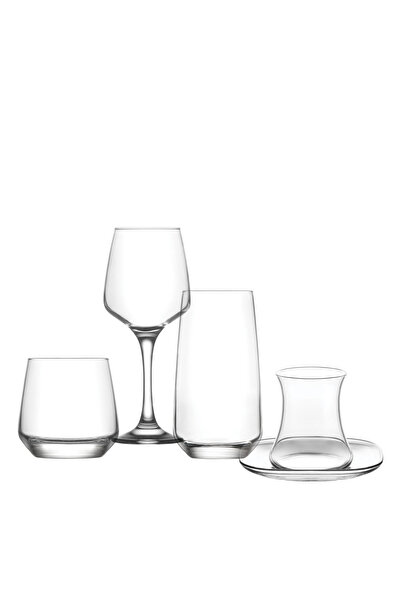 LAV Lal Cam Dowry Set of 30 (6 Tea Cups, 6 Tea Saucers, 6 Glasses, 6 Soft Drink Glasses, 6 Whiskey Glasses)