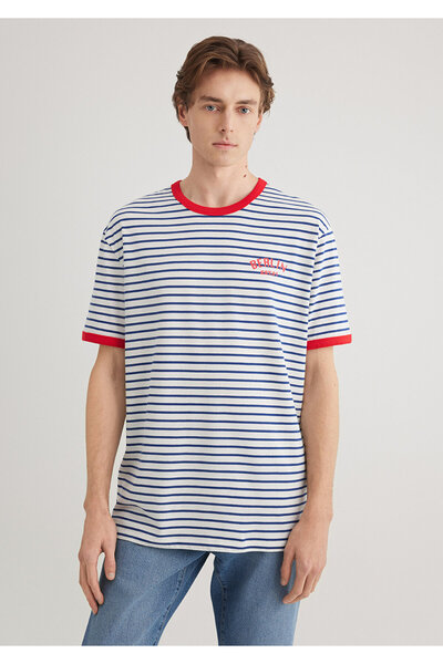 Mavi Μπλουζάκι Unisex με ριγέ στάμπα Βερολίνου Loose Fit / Loose Relaxed Fit 2610025 -70899