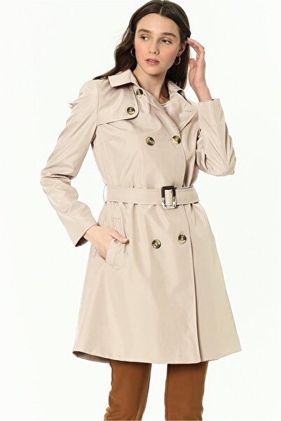 Dewberry Z6642 TRENÇKOT-DÜZ BEJ