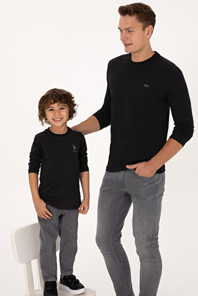 U.S. Polo Assn. سويت شيرت للأولاد أسود بياقة دائرية 50314002-VR046