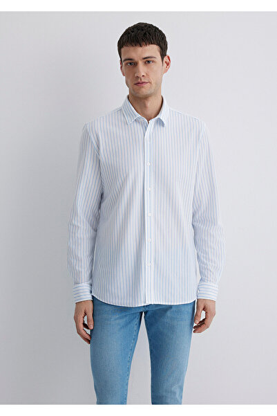 Mavi Смугаста біла сорочка Slim Fit / вузький крій 0211403-88654