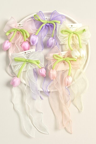 Toka Sepetim Lale Detaylı Uzun Kuyruklu Kurdele Toka 1 Adet