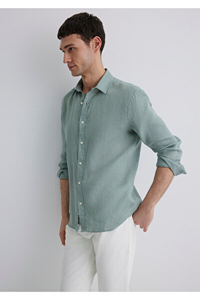 Mavi Πράσινο λινό πουκάμισο Slim Fit 0211466 -70113