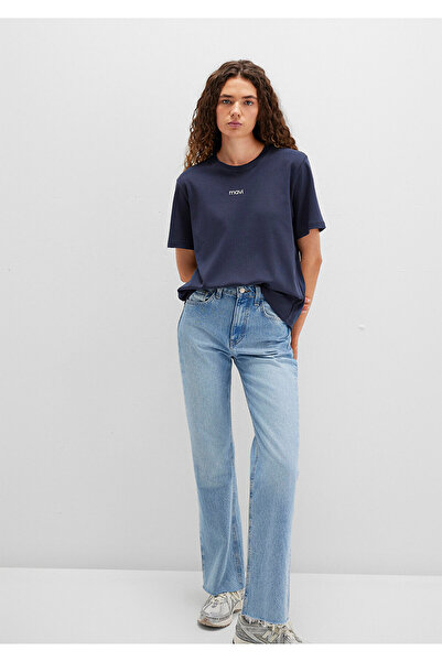 Mavi Logóval nyomtatott interlock sötétkék póló, laza szabású / laza, kényelmes szabású 1612829-85315