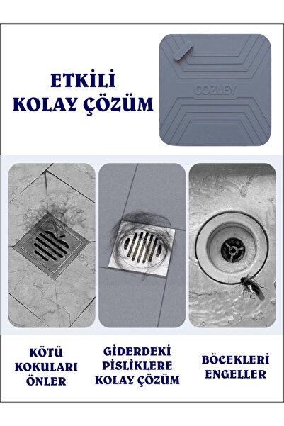 COZLEY Lavabo Koku Giderici Silikon Mat Banyo Mutfak Balkon Gider Tıpası Böcek Önleyici Kapak GRİ