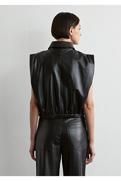 Mavi Suni Deri Siyah Yelek Loose Fit / Bol Rahat Kesim 1110661-900