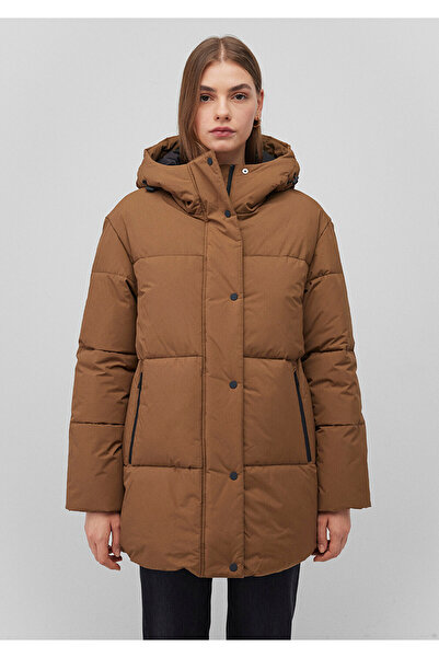 Mavi Kapüşonlu Kahverengi Şişme Mont 1110484-87739