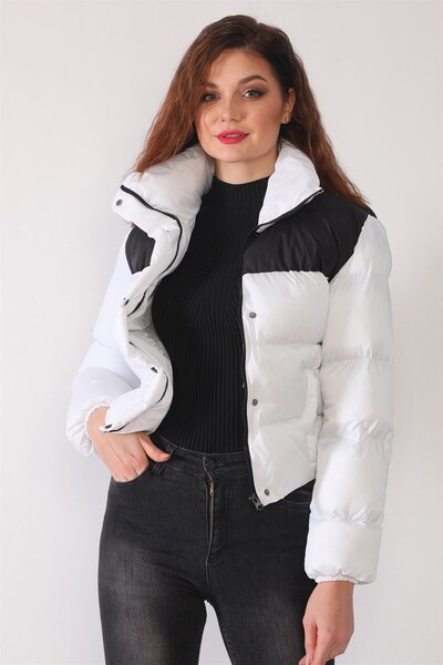Dewberry Z6649 Coat-White-Black