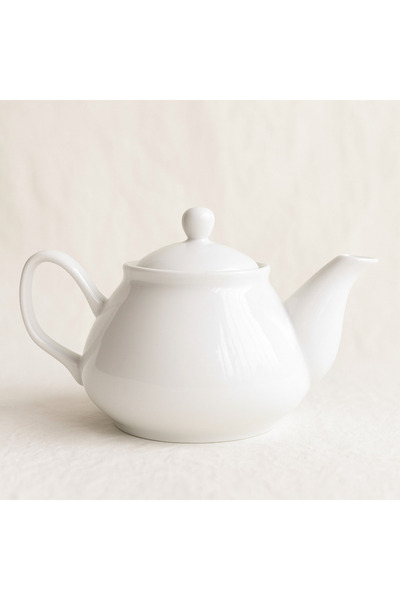 esdekor White Porcelain Top Teapot Wide Mouth 1 Piece - 20cm Base, Teapot Sit...