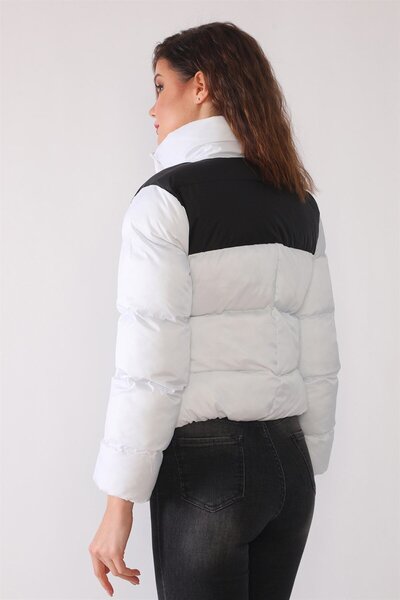 Dewberry Z6649 Coat-White-Black