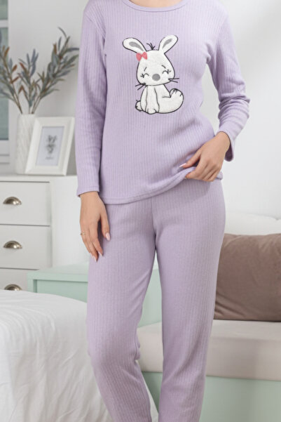 ELİTOL Cute Bunny Lilac Women's Pajama Set