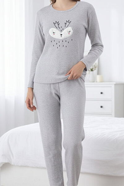 ELİTOL Cute Fox Gray Women's Pajama Set