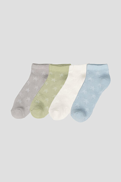 Defne Baby 4 Pairs of Summer Cotton Boys' and Baby Booties Socks