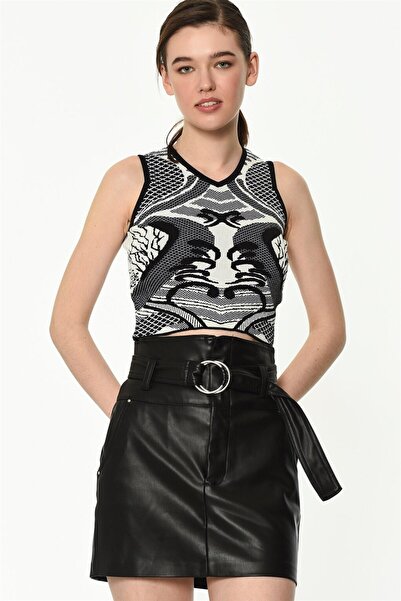 Dewberry Z6118 Tricot Bluz-Si̇yah