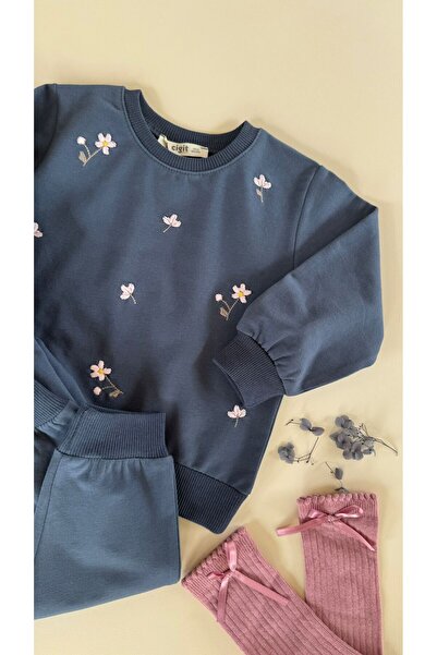 Cigit Sweatshirt Set 1-7 Years Old Navy Blue