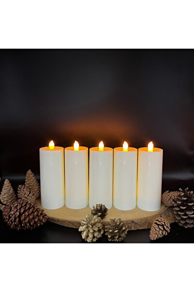 Led Mum 5 Adet 15 Cm Krem Renk Batom - 6 Cm Çap