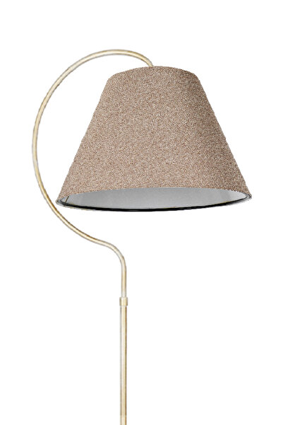 VENON Tek Ayaklı Lambader Lena Elips Krem Sarı Patine ⭐️Kahverengi Kumaş Şapka Salon Köşe Lambası