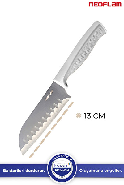 NEOFLAM Fika Microban Santoku Bıçak 13 Cm, Gri