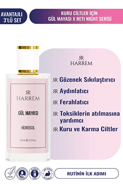 Harrem Reti-night Serum & Reti-night Krem & Gül Mayası Suyu Seti