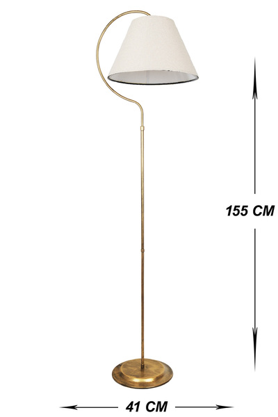 VENON Lambader Gold Lena Elips Siyah Sarı Patine Krem Kumaş Şapka Tek Ayaklı Lambader Salon Köşe Lambası