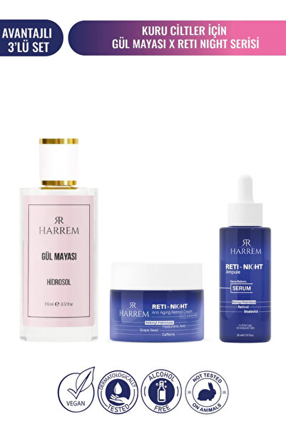 Harrem Reti-night Serum & Reti-night Krem & Gül Mayası Suyu Seti